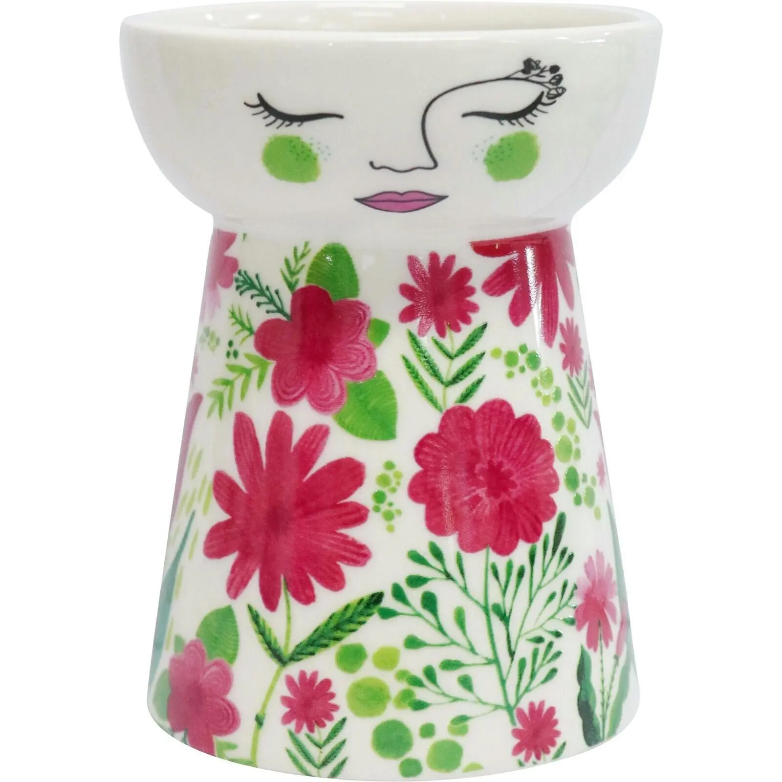 LVD Ceramic Doll Vase Pot Home/Office Tabletop Decor Display 16cm Springtime - Home & Garden