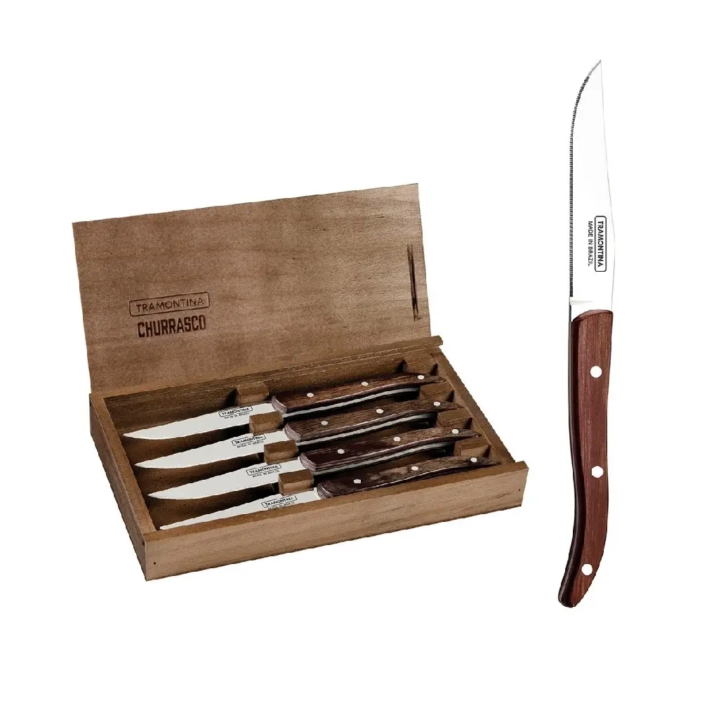 TRAMONTINA CHURRASCO PAISANO 4 PIECE STEAK KNIFE SET - Home & Garden