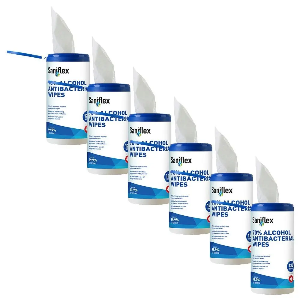 720pc Saniflex 70% Alcohol Antibacterial Surface Wipes Canister Home cleaning - Home & Garden