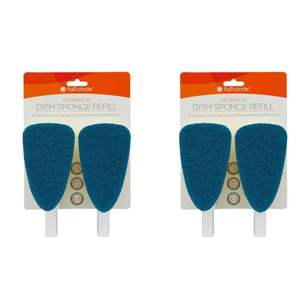 2x 2pc Full Circle Laid Back-2 Dish/Plate Sponge Triangle Refill/Replace Head