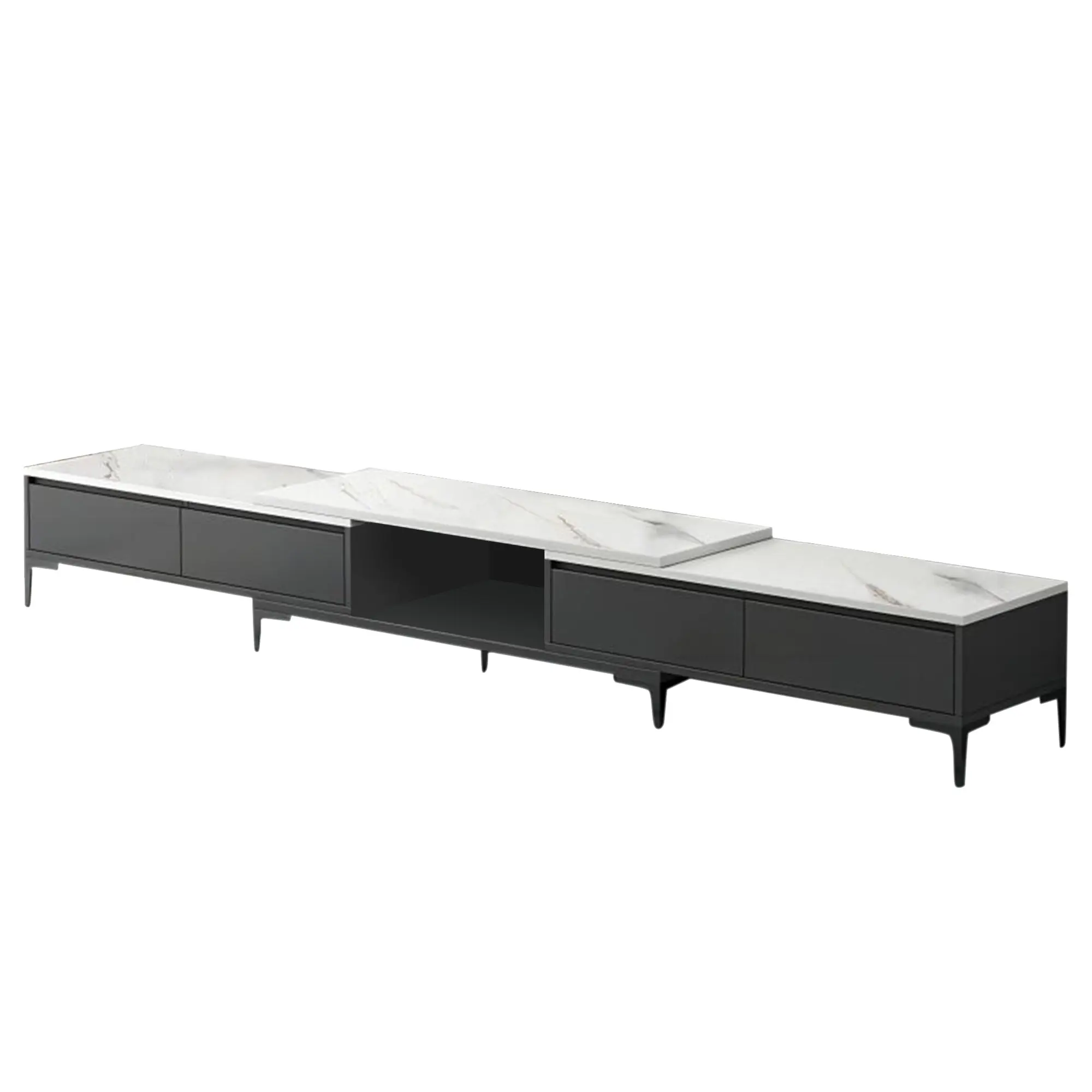 Foret Expandable Tv Stand Entertainment Unit Marble Pattern Cabinet Drawer Shelf - Furniture