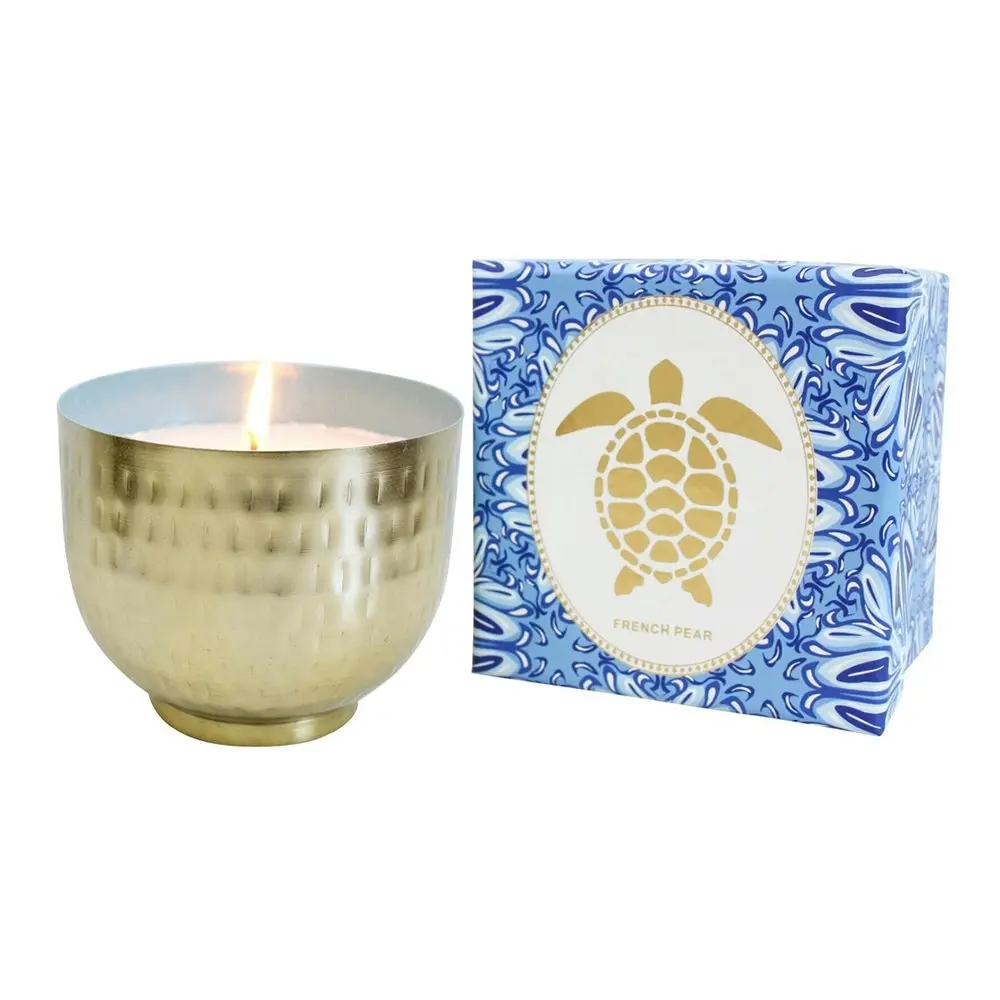 Iron/Wax 11.5cm Scented Tealight Candle Turtle French Pear Home Fragrance Gold - Home & Garden