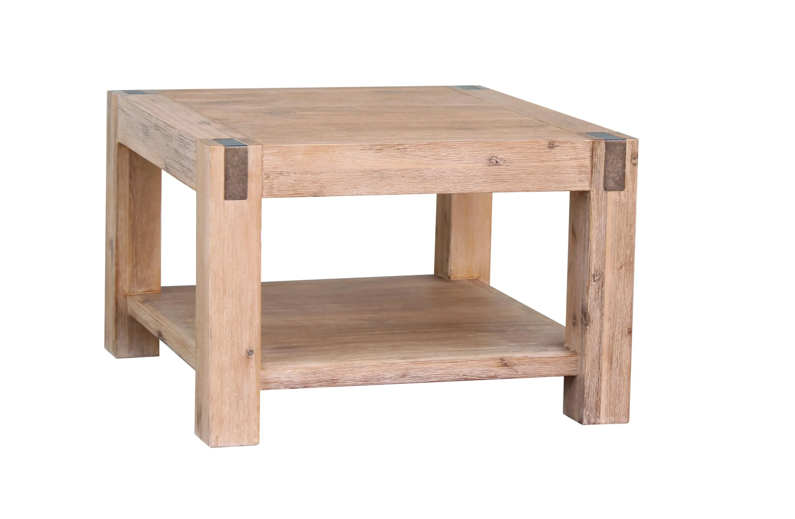 Lamp Table Open Storage Solid Wooden Frame in Classic Oak Colour - Home & Garden