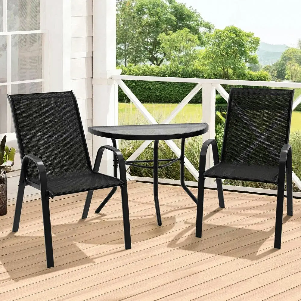 Alfordson 3PCS Outdoor Furniture Patio Table and Chairs Garden Bistro Set Black - Up to 65% off Outdoor Furniture