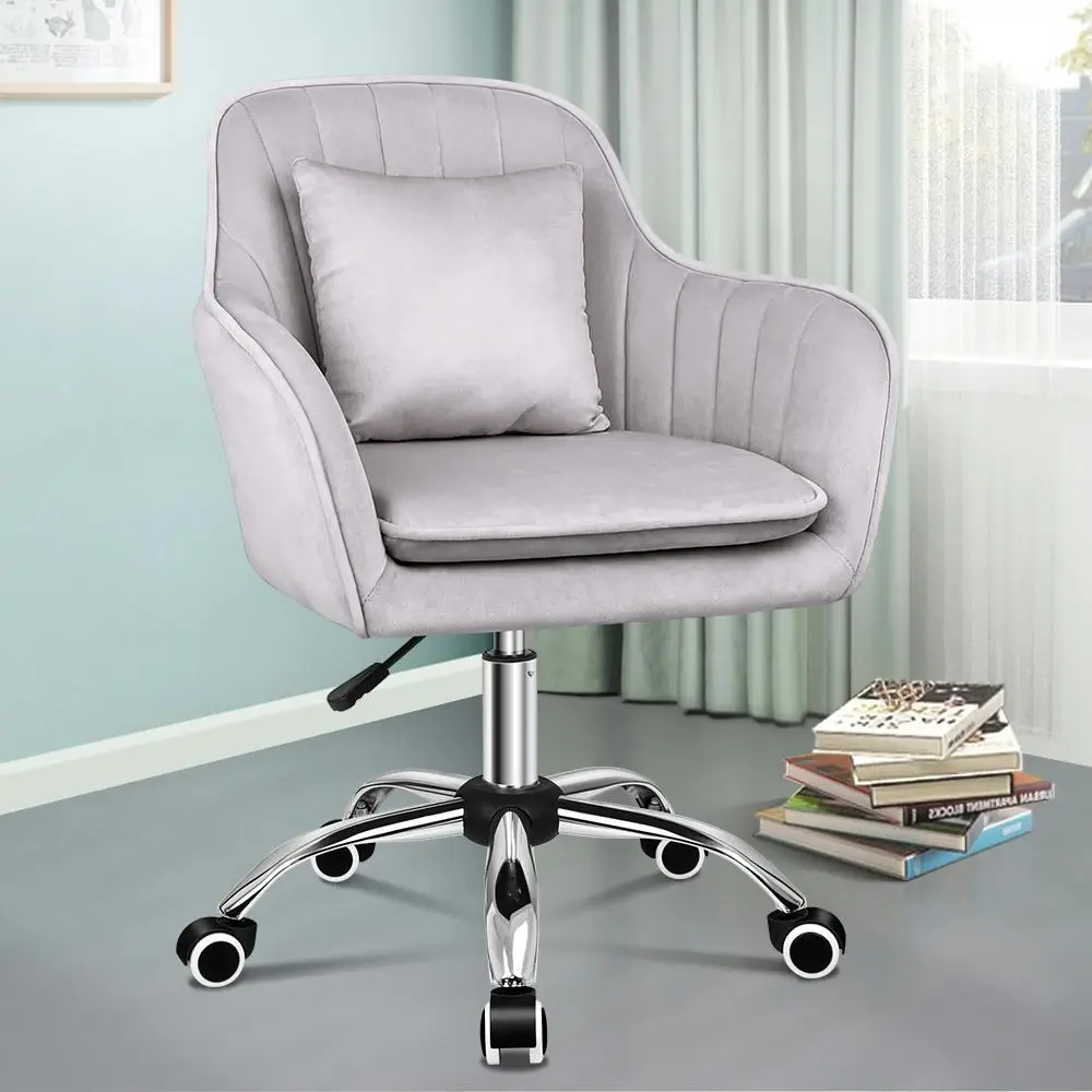 Alfordson Velvet Office Chair Orla Grey - Furniture