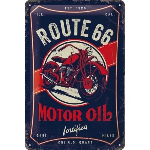 Nostalgic Art Route 66 Motor Oil 20x30cm Medium Metal Tin Sign Garage Wall Decor - Home & Garden