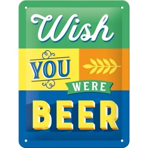 Nostalgic Art 15x20cm Small Wall Hanging Metal Sign Wish you were Beer Decor - Home & Garden