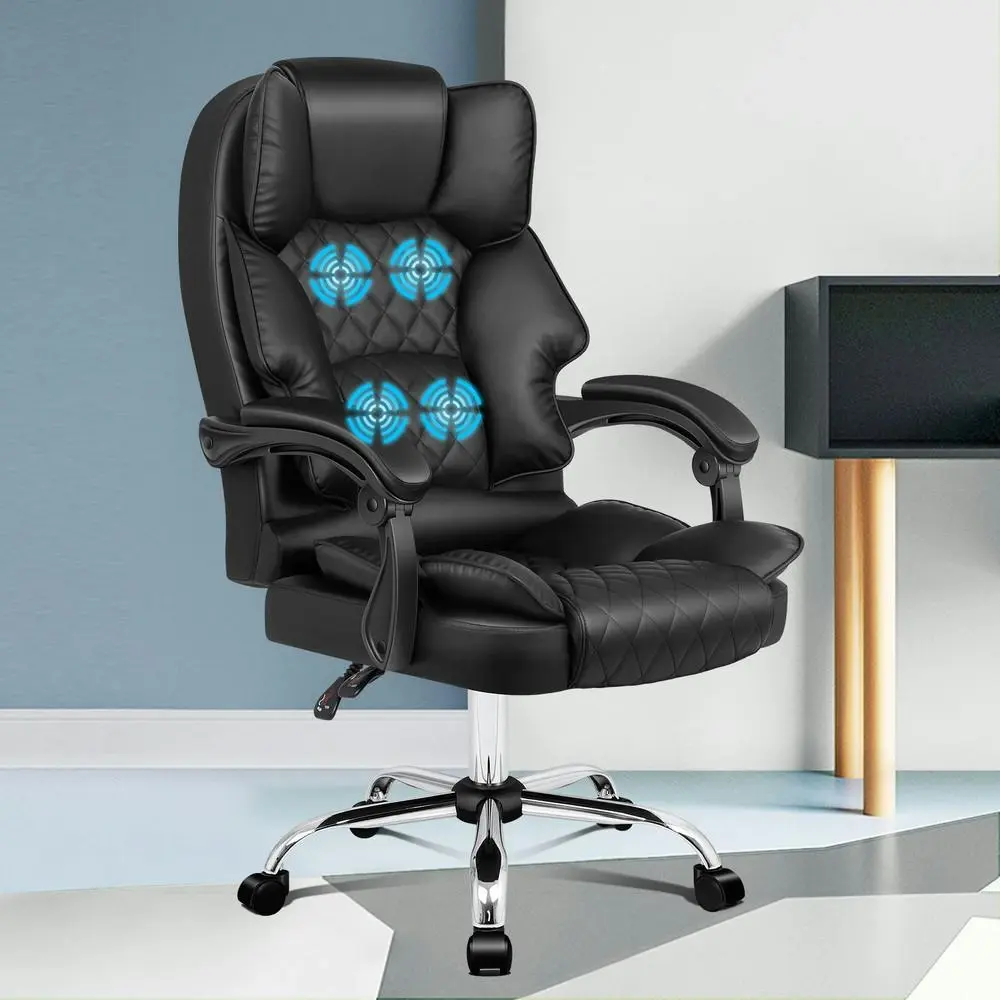 Alfordson Massage Office Chair PU Leather Seat Black - Furniture