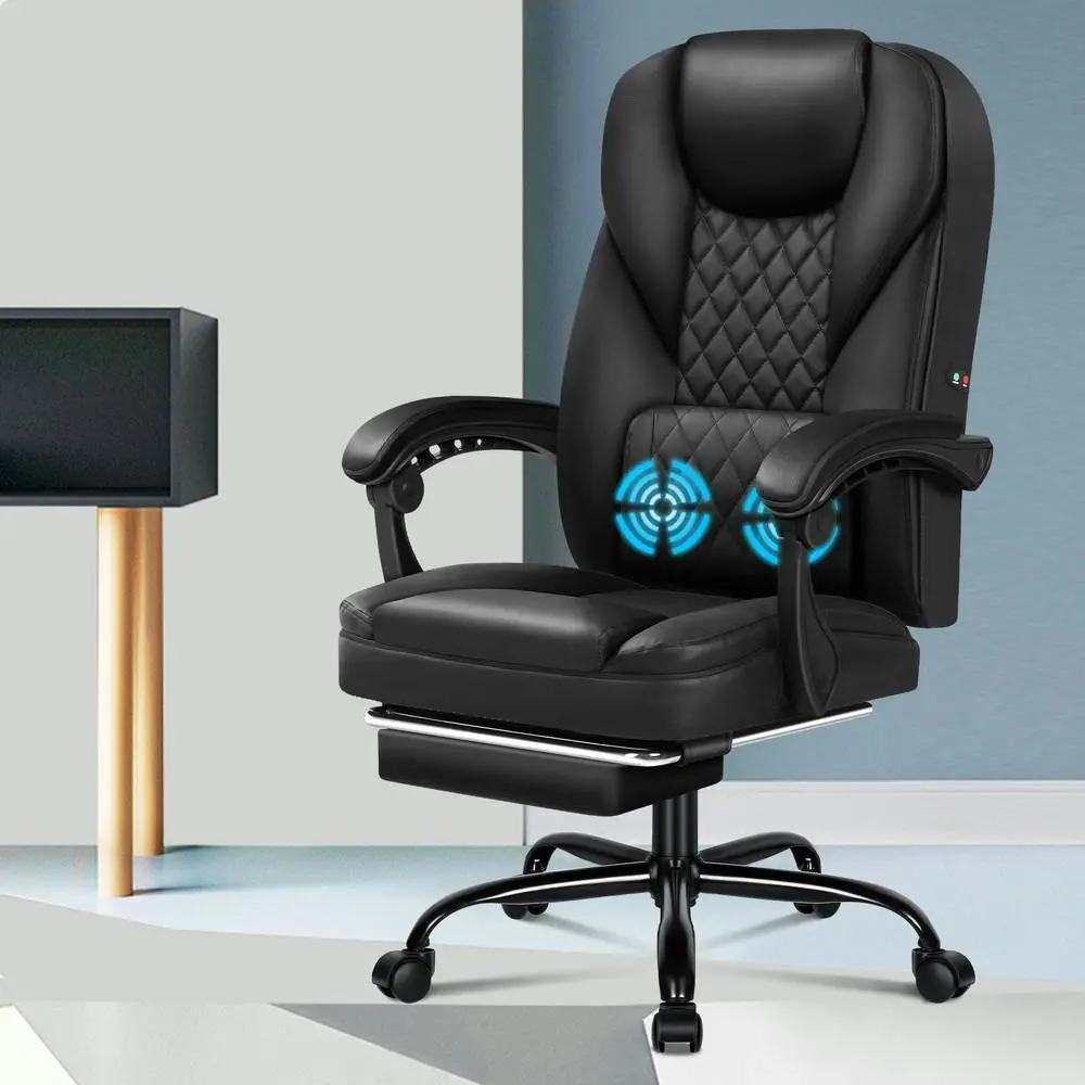 Alfordson Massage Office Chair Executive Recliner Gaming Computer Leather Seat Black - Save up to 70% Off Office Furniture Specials