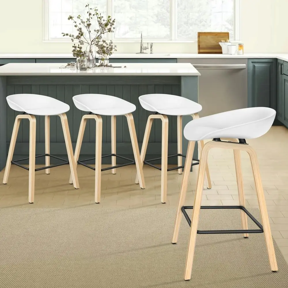 Alfordson Bar Stools Wooden Chairs White X4 - Furniture