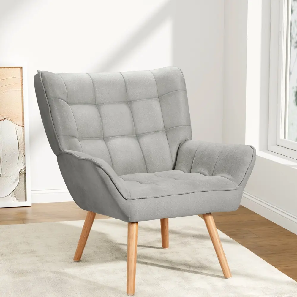 Artiss Armchair Grey Linen Fabric Cindy - Furniture