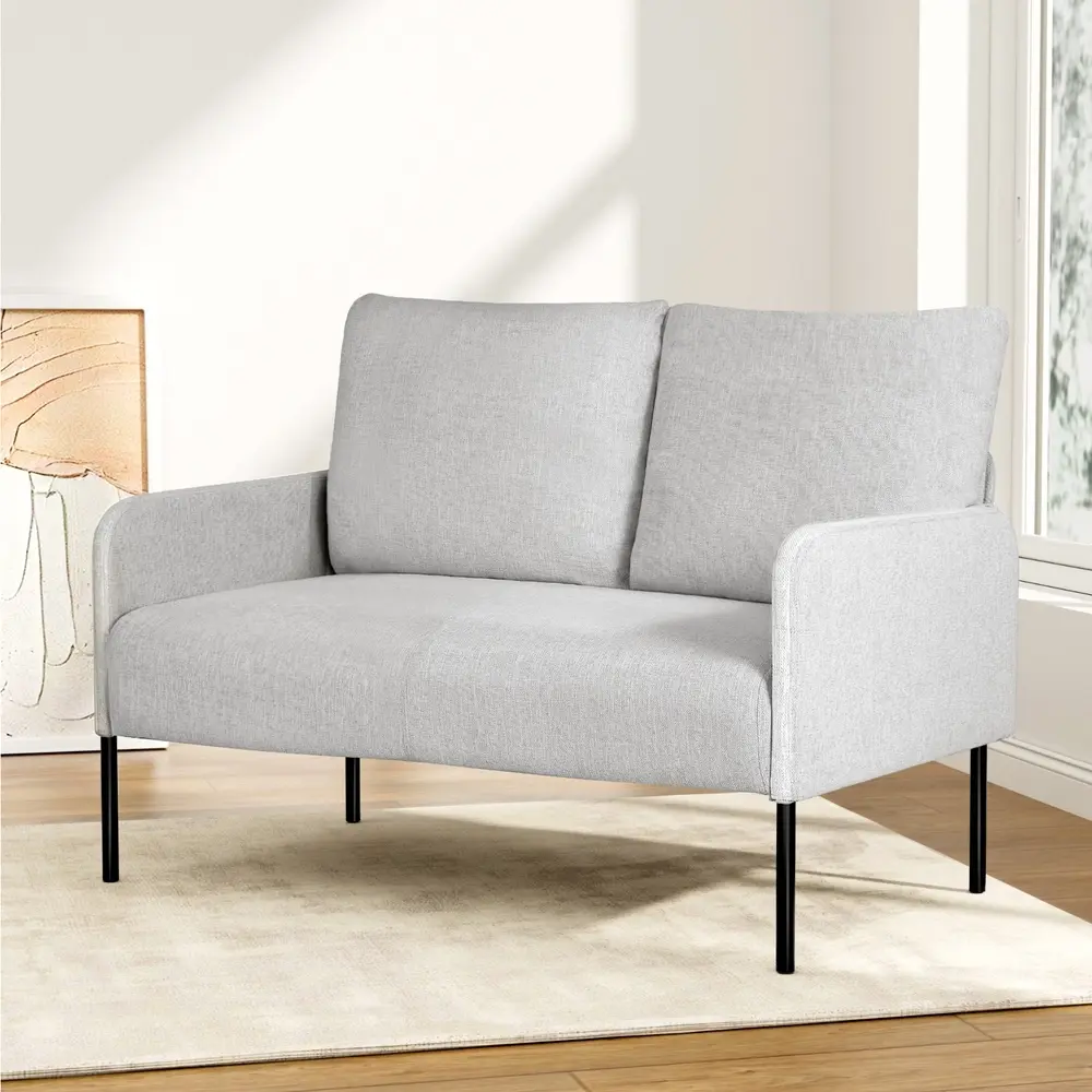 Artiss Armchair 2-Seater Sofa Pillow Linen Grey