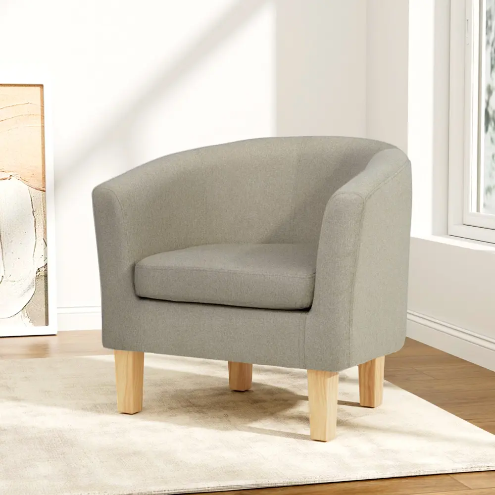 Artiss Armchair Tub Chair Beige Abby - Furniture