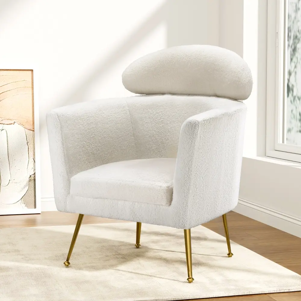 Artiss Armchair Boucle Fabric White Yoli - Furniture