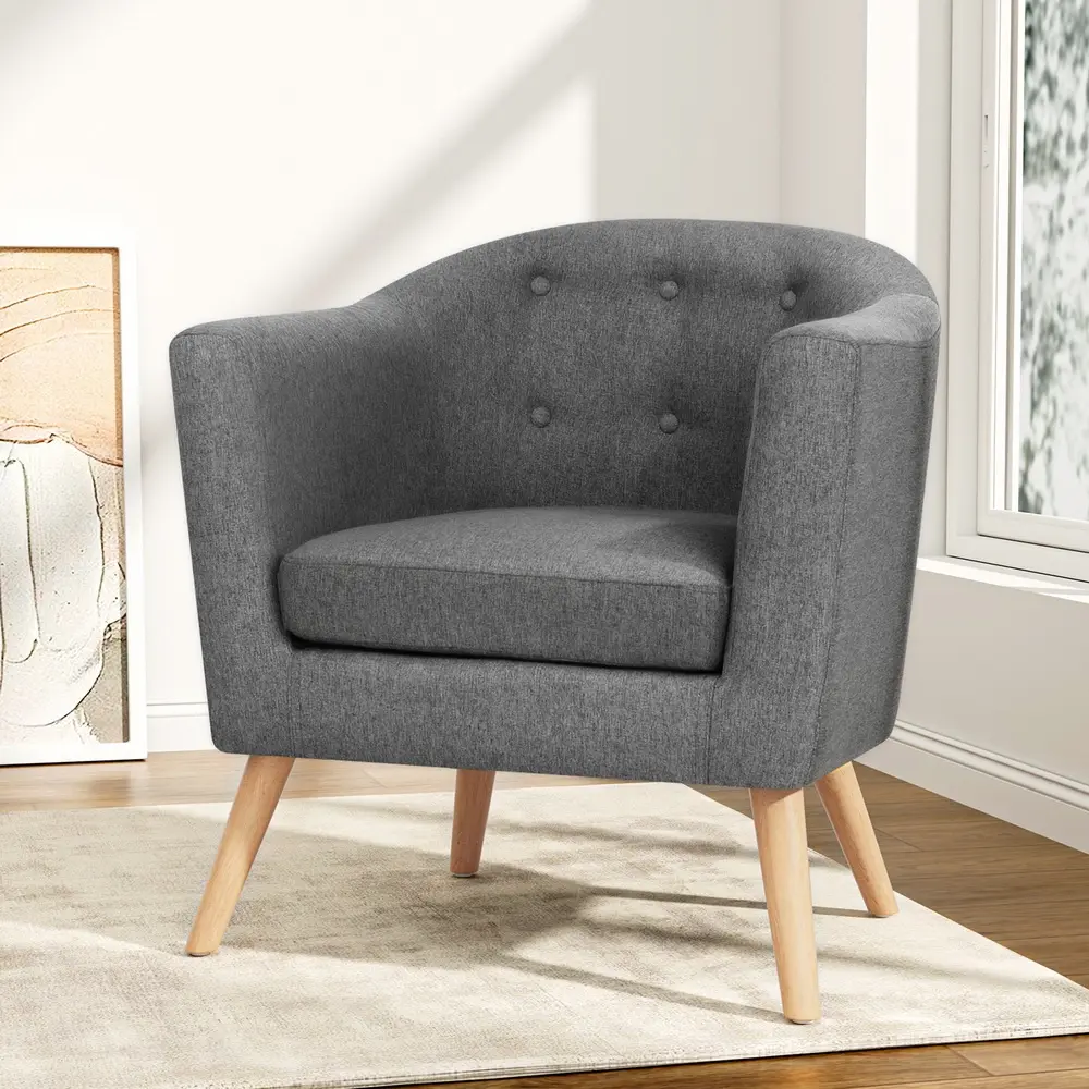Artiss Armchair Tub Chair Grey Adora - Furniture