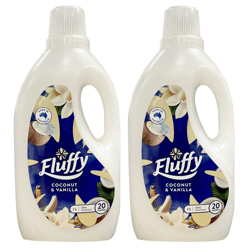 2x Fluffy 2L Fabric Top/Front Laundry Conditioner/Softener Coconut & Vanilla - Home & Garden