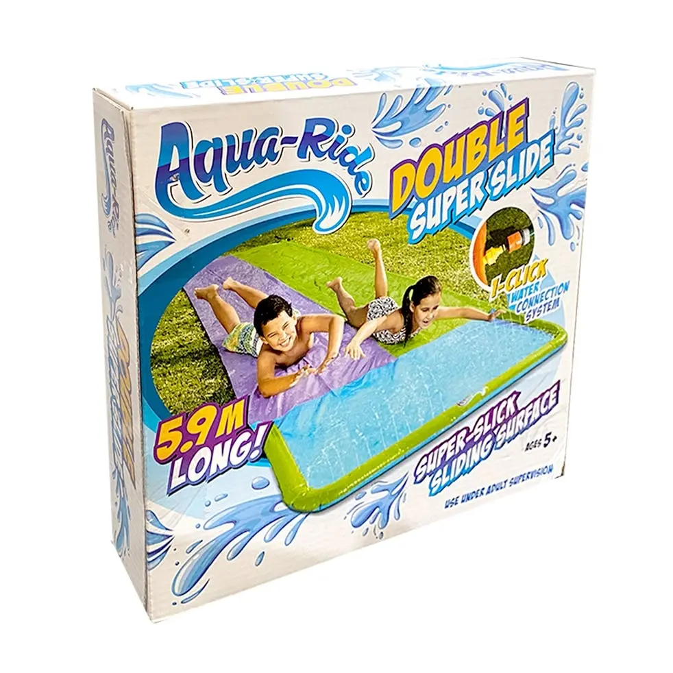 Aqua Ride 16ft Double Water Slide Fun Outdoor Play Activity Kids/Children 5y+ - Toys & Games