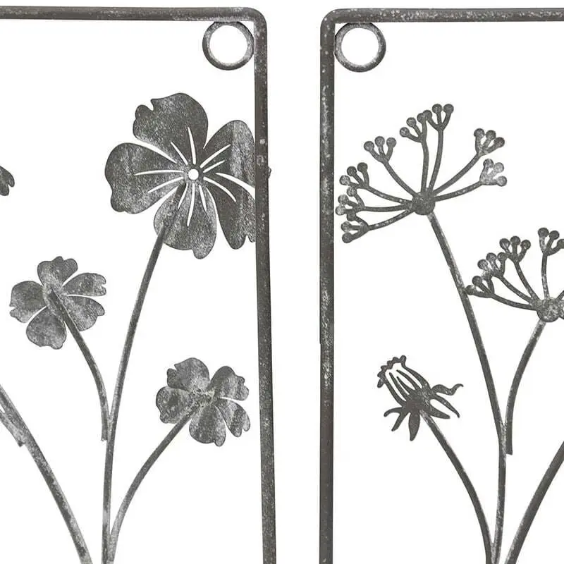 Willow & Silk Metal 20.5cm Set of 2 Plant In Pot w/ Bird Grey Wall Art - Home & Garden