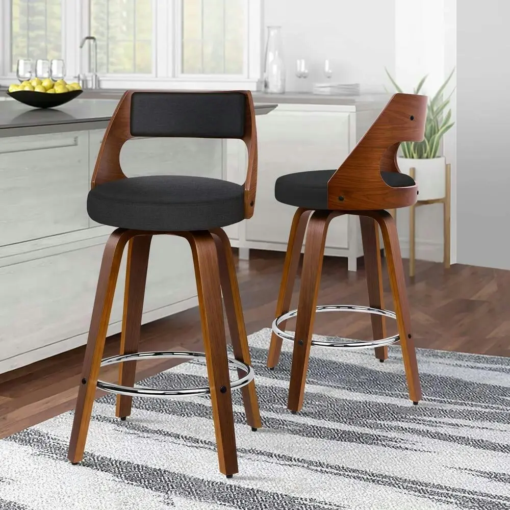Alfordson Set of 2 Eden Elegant Modern Style Bar Stools (Fabric Black) - Shop Dining Chairs & Bar Stools