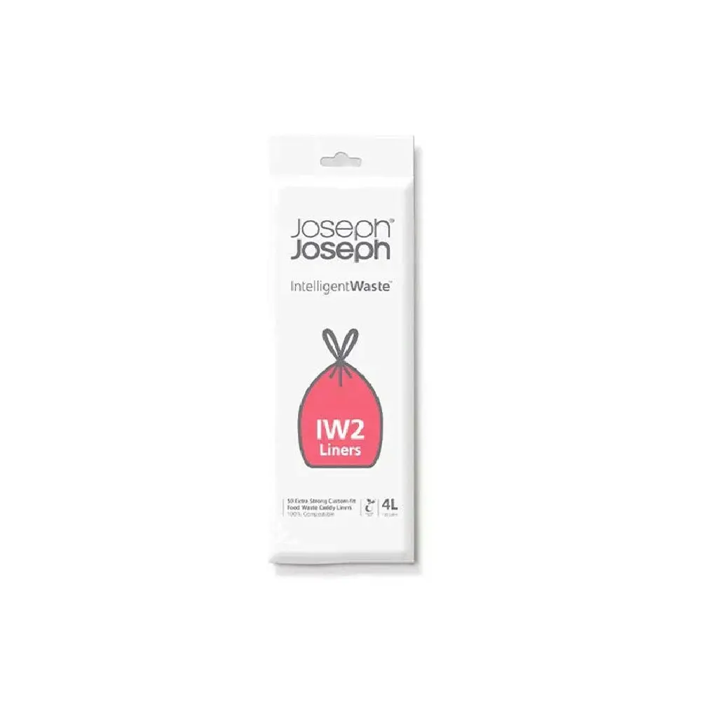 50pc Joseph & Joseph IW2 4L/36cm Food Waste Caddy Liners Bags For Bin White - Home & Garden