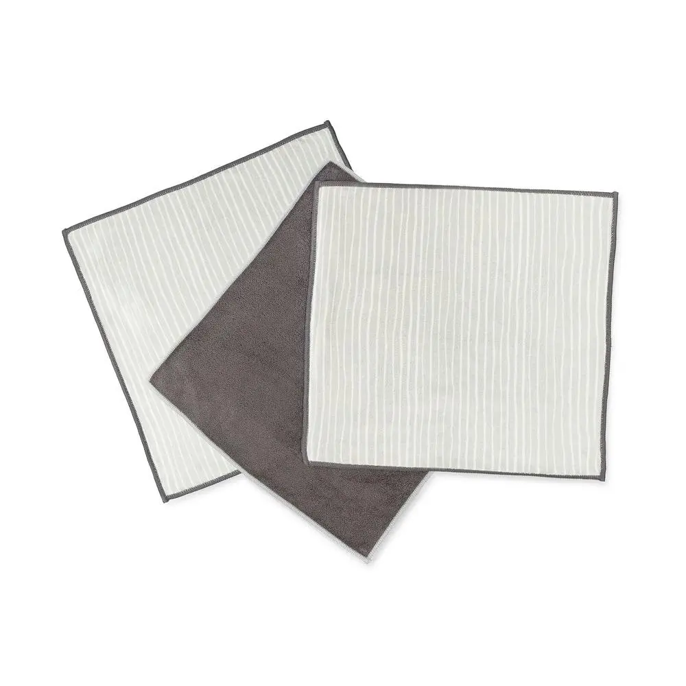 3pc Full Circle Renew 30.5cm All-Purpose Microfiber Cleaning Cloth Set Grey