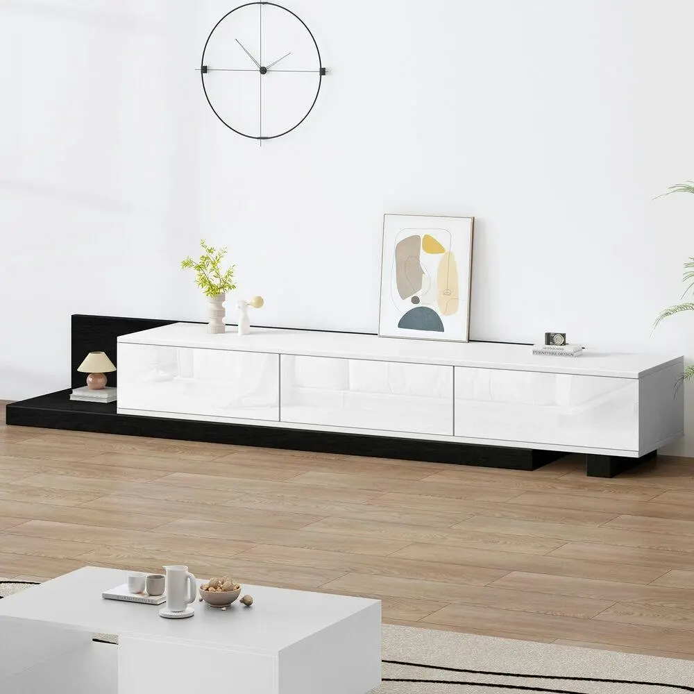 Alfordson 200-380cm Extendable Entertainment Unit TV Cabinet Stand Storage Shelf