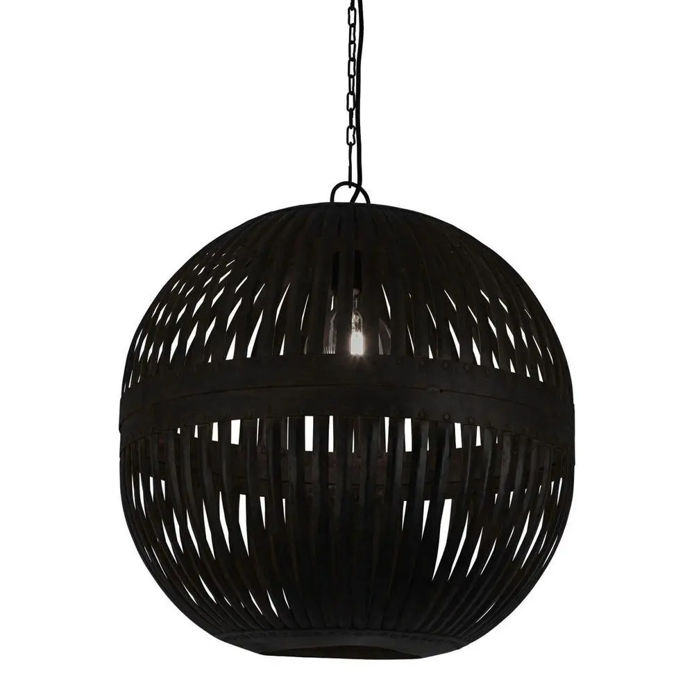 Belle Esch Ball Metal Ceiling Pendant Light 60cm Hanging Lamp Home Decor Black - Home & Garden