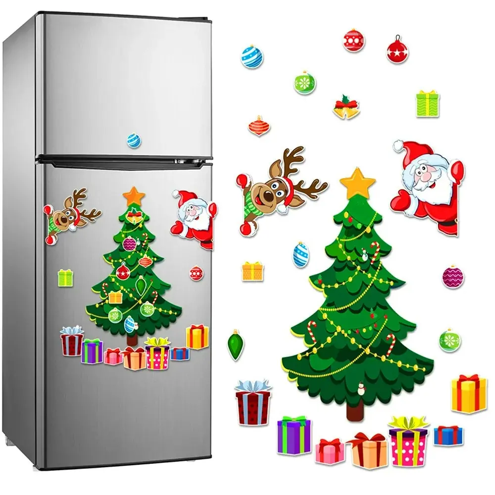 Christmas Santa Fridge Magnetic Sticker Refrigerator Sticker For Home Kitchen - Home & Garden