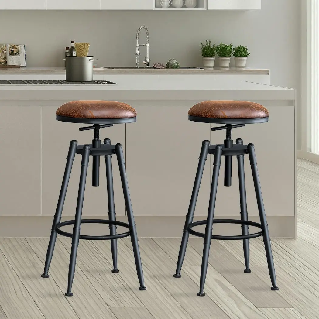 Levede 4x Bar Stools Industrial Kitchen Stool Barstool Swivel Dining Chairs - Furniture