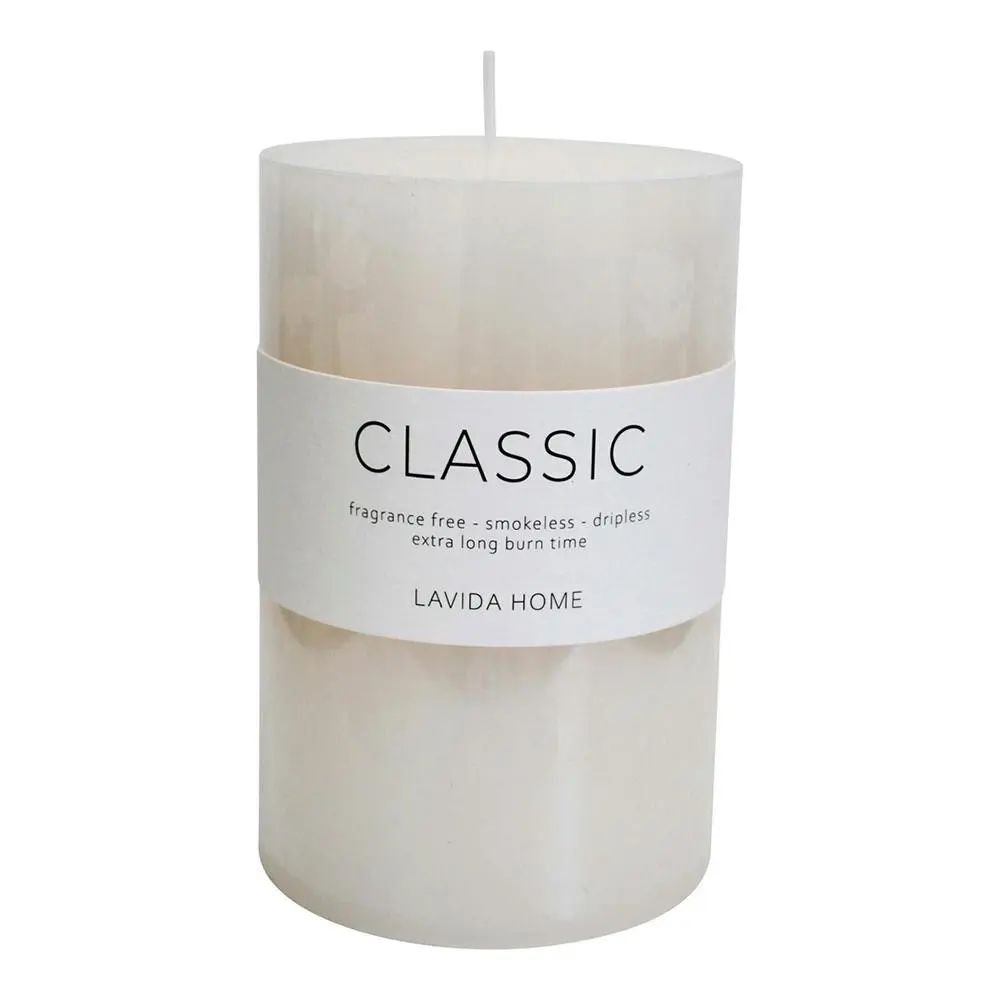 Natural Wax Unscented 10x15cm Classic Pillar Candle Fragrance Free Decor White - Home & Garden