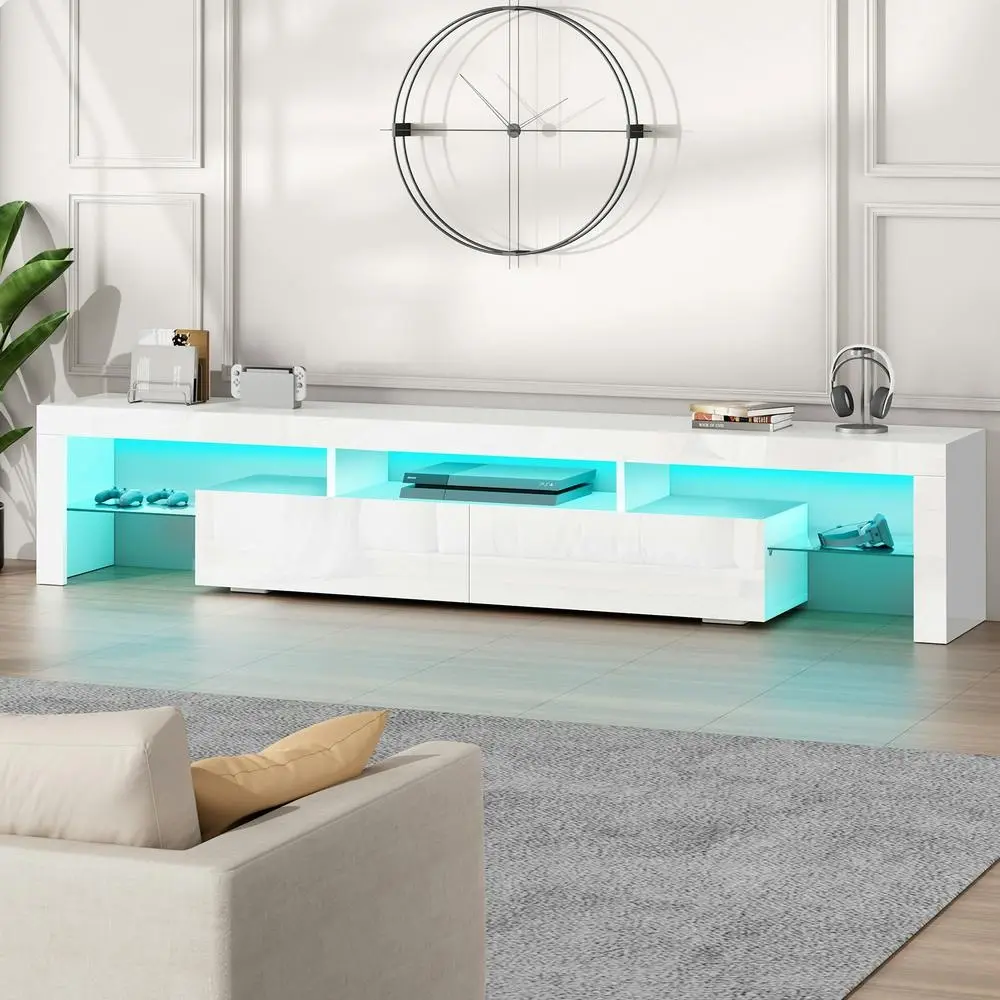 Alfordson Entertainment Unit 200cm LED White - Furniture