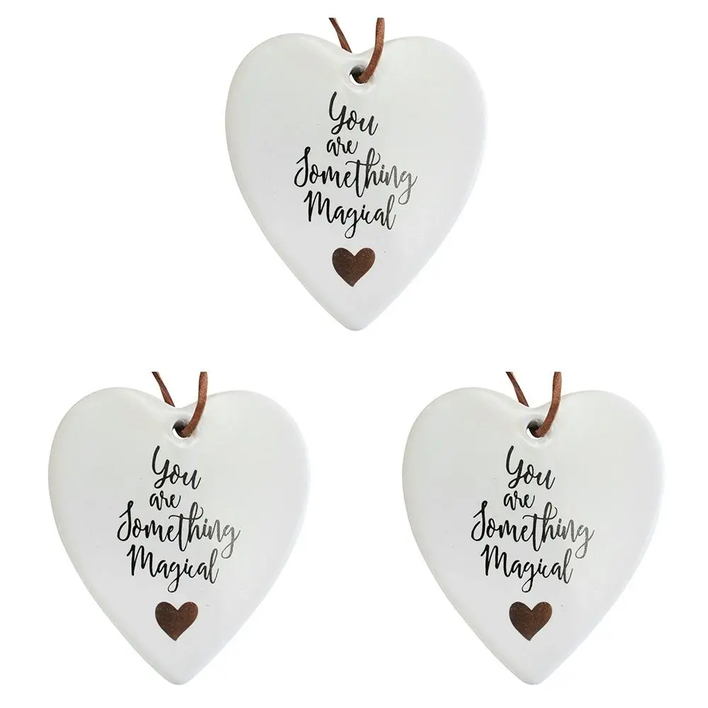 3x Ceramic Hanging 8x9cm Heart Magical w/ Hanger Ornament Home/Office Room Decor - Home & Garden