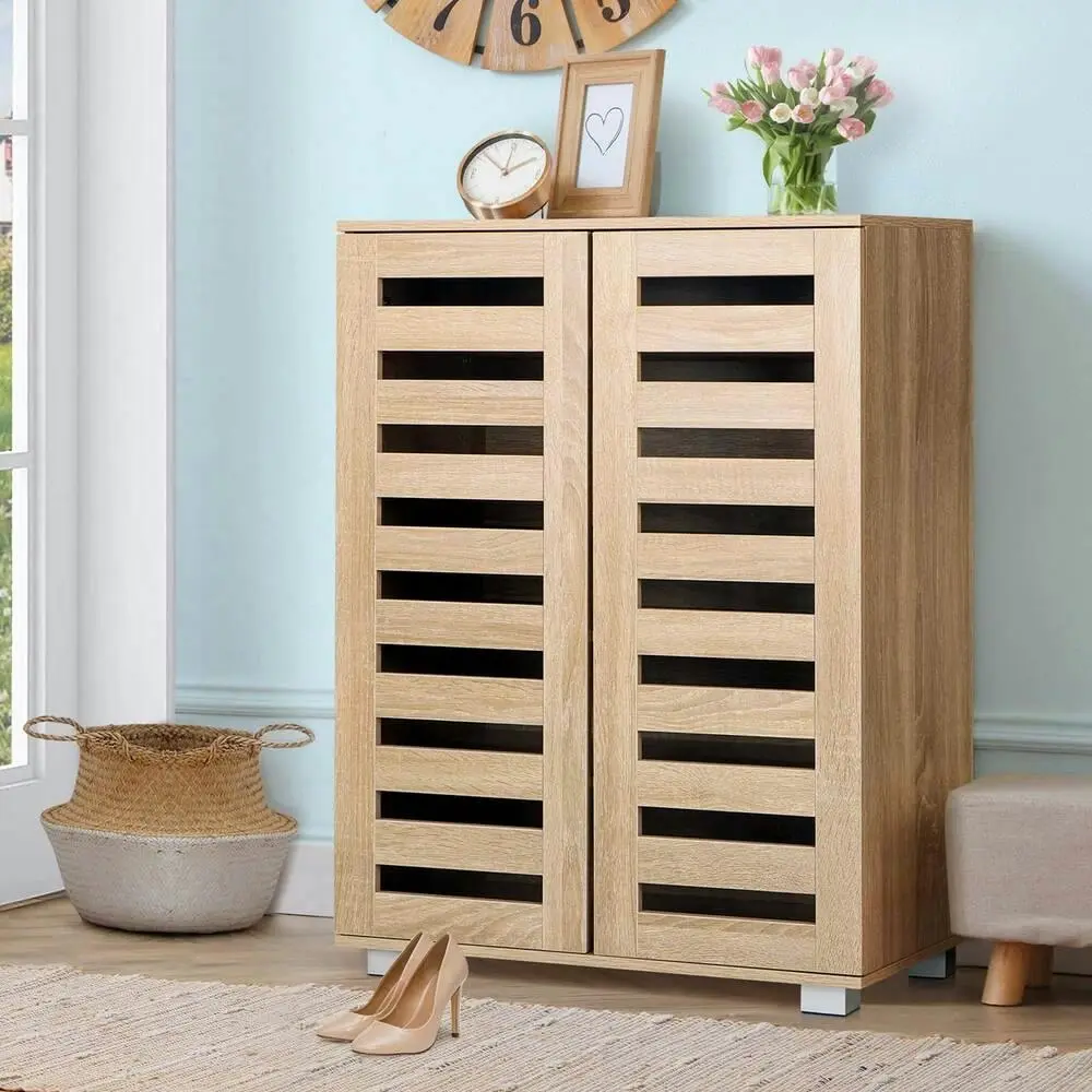 Alfordson Shoe Cabinet 21 Pairs Wood - Furniture