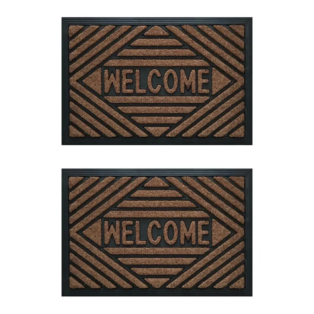 2PK Solemate Embossed Welcome 40x60cm Stylish/Durable Outdoor Front Doormat - Home & Garden