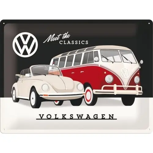 Nostalgic Art VW Meet The Classics 30x40cm Large Metal Tin Sign Home Wall Decor - Home & Garden