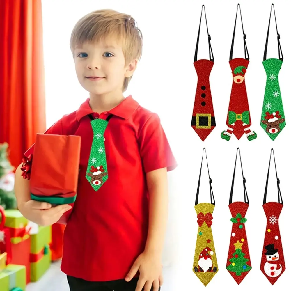 6 Pack Felt Christmas Tie Santa Claus Snowman Elk Xmas Tree Tie Party Decoration - Home & Garden