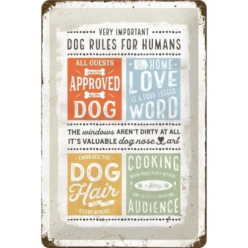 Nostalgic Art 20x30cm Medium Metal Wall Hanging Sign Dog Rules Home/Cafe Decor - Home & Garden