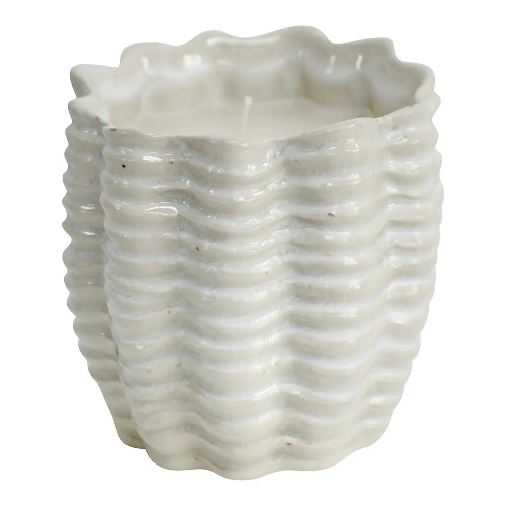 Ceramic 10.5cm Scented Tealight Candle Hamptons Home Fragrance Decor Display WHT - Home & Garden