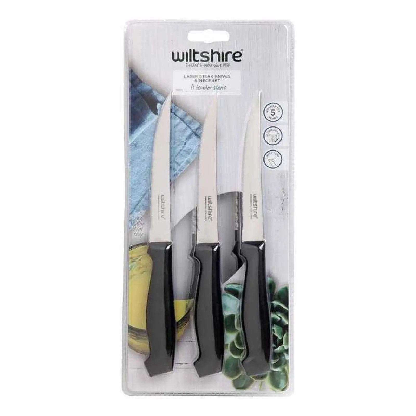 WILTSHIRE LASER STEAK KNIVES 6 PIECE - Home & Garden