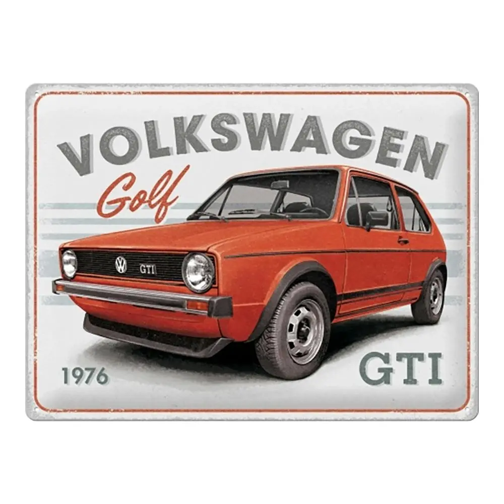 Nostalgic Art 30x40cm Large Metal Sign VW Golf GTI 1976 Home/Garage Display - Home & Garden