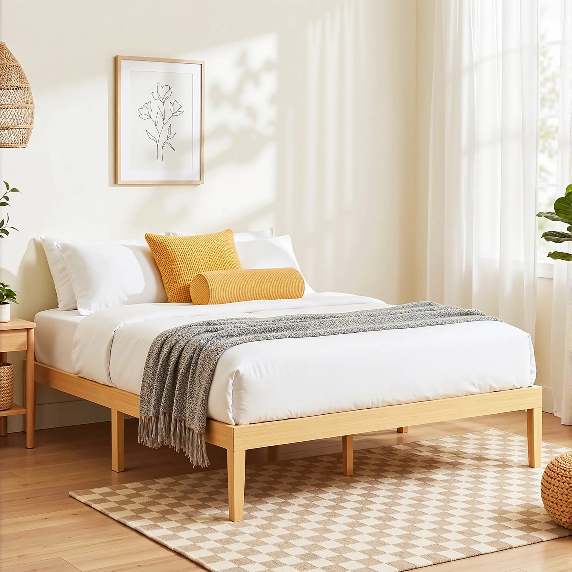 Artiss Bed Frame Double Size Wooden Bed Base BRUNO - Top Selling Beds