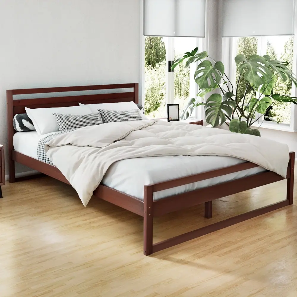 Artiss Bed Frame Double Size Wooden Walnut WITTON - Top Selling Beds