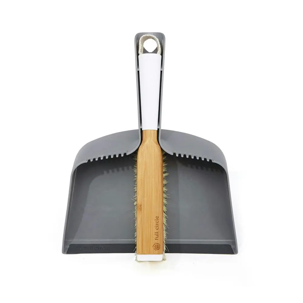 2pc Full Circle Clean Team 35cm Brush & Dustpan Home Cleaner/Sweeper Set Grey - Home & Garden