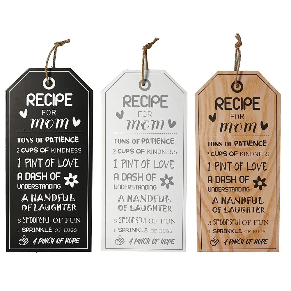 3x Unigift Recipe For Mom Plaque 25x55cm Assorted Home/Lounge Decor Wall Art - Home & Garden