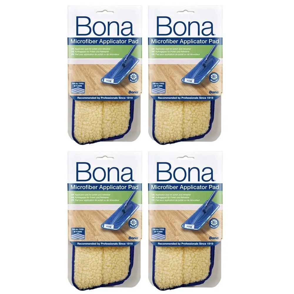 4PK Bona Microfibre Applicator Pad for Wood Refresher/Polish Floor Mop Cleaning - Home & Garden
