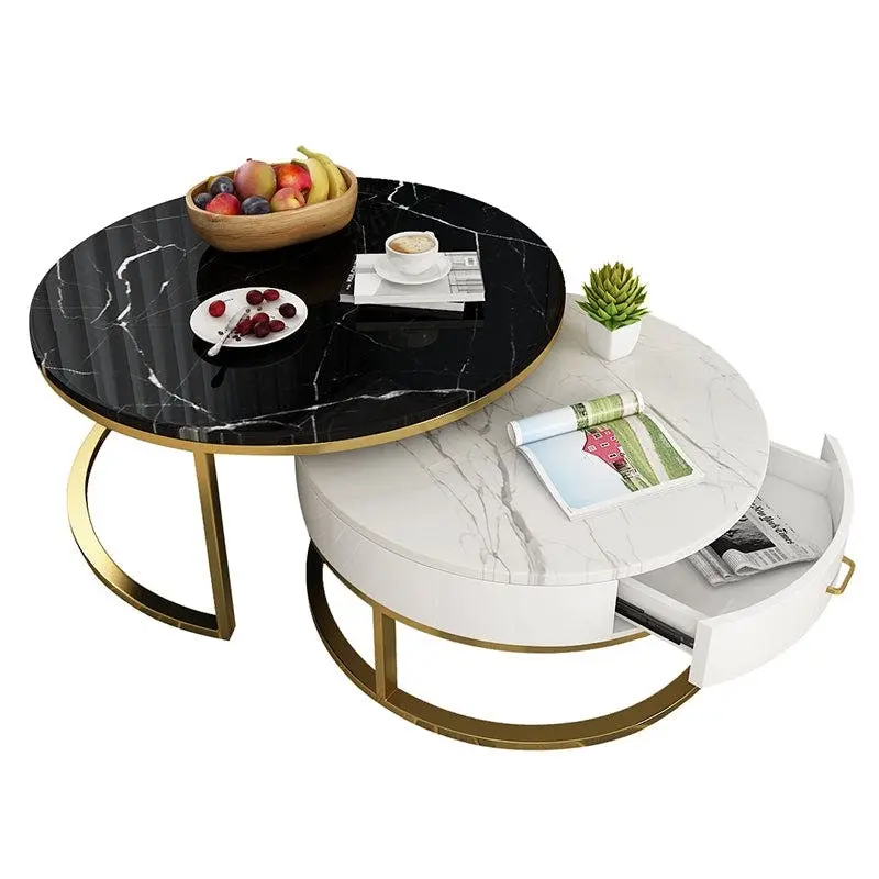 Amelia Marble Style Nest Coffee Table Set - Furniture