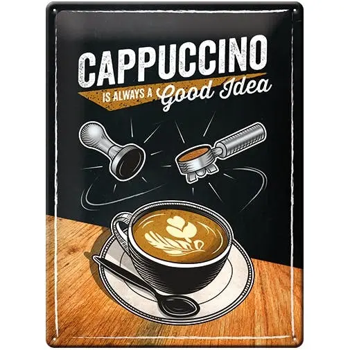 Nostalgic Art Home Wall Decor Cappuccino Good Idea 30x40cm Large Metal Tin Sign - Home & Garden