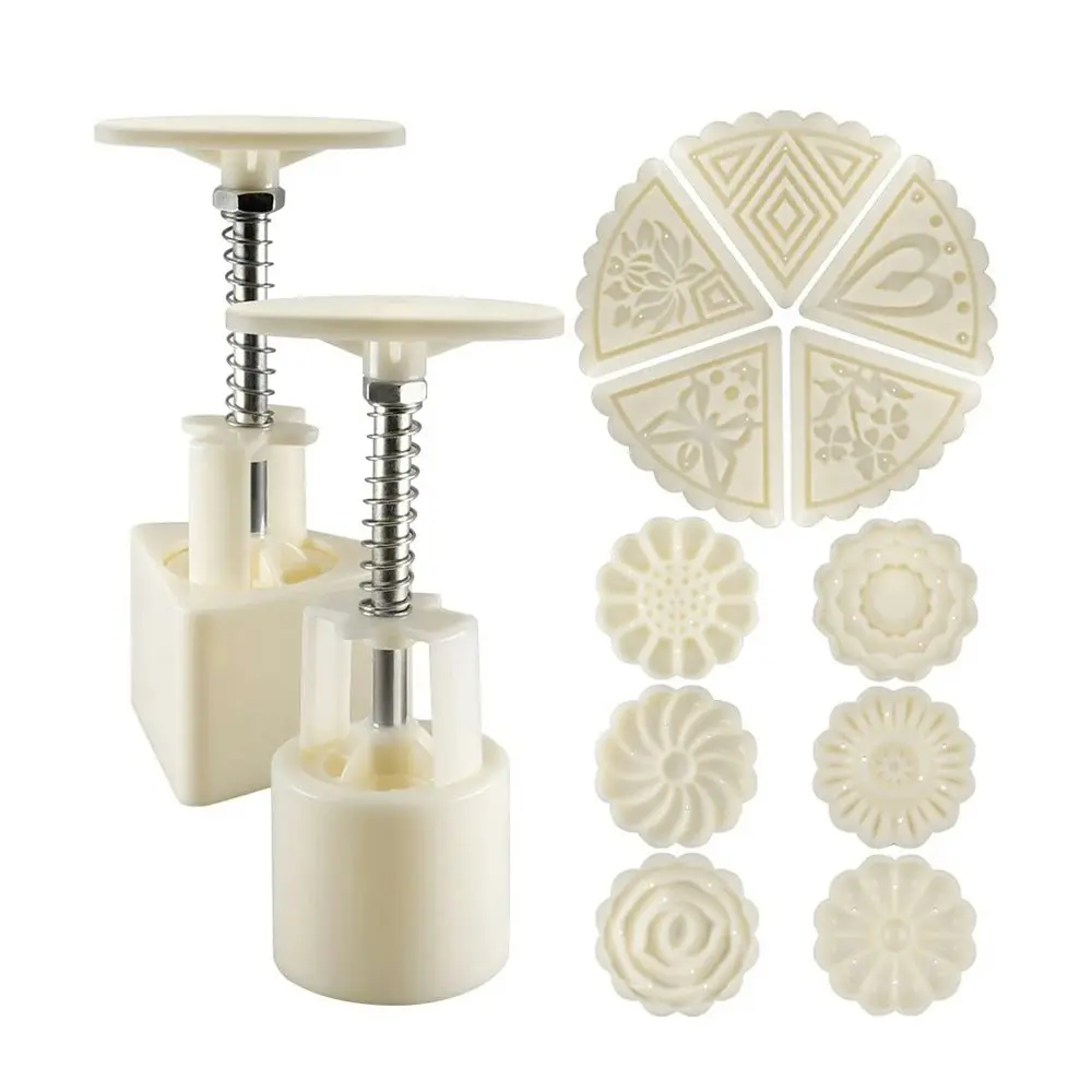 2 Sets Mooncake Mold Press Baking Tools with 11 Stamps For Baking DIY Cookie - Home & Garden