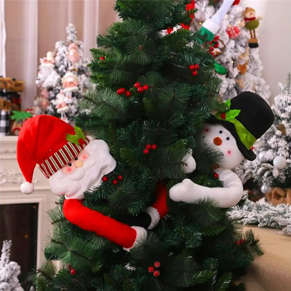 Santa Claus Hugs The Tree Doll Snowman Christmas Tree Ornaments Xmas Decor - Home & Garden