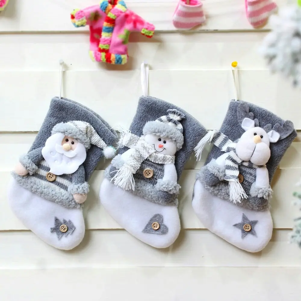 3Pcs Christmas Decoration Supplies Thick Flannel Christmas Socks Pendant - Up to 60% Off Christmas Decoration Specials